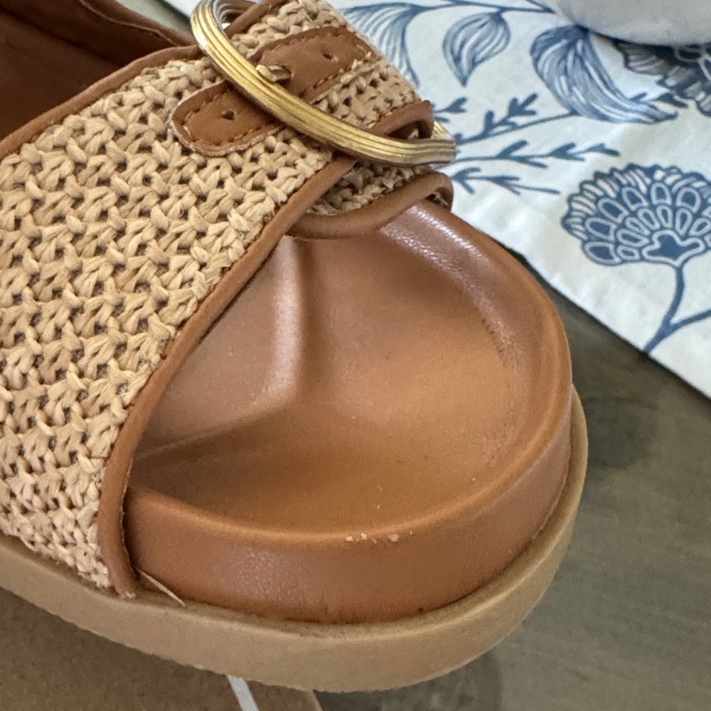 Dolce Vita Natural Tan Woven Buckle Platform Sandals - Picture 13 of 13